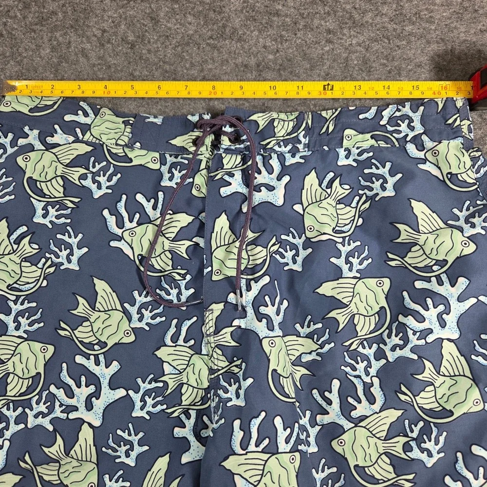 Vineyard Vines Swim Trunks Sea Life Print Blue‎ Green Mens Large Lined  Chappy